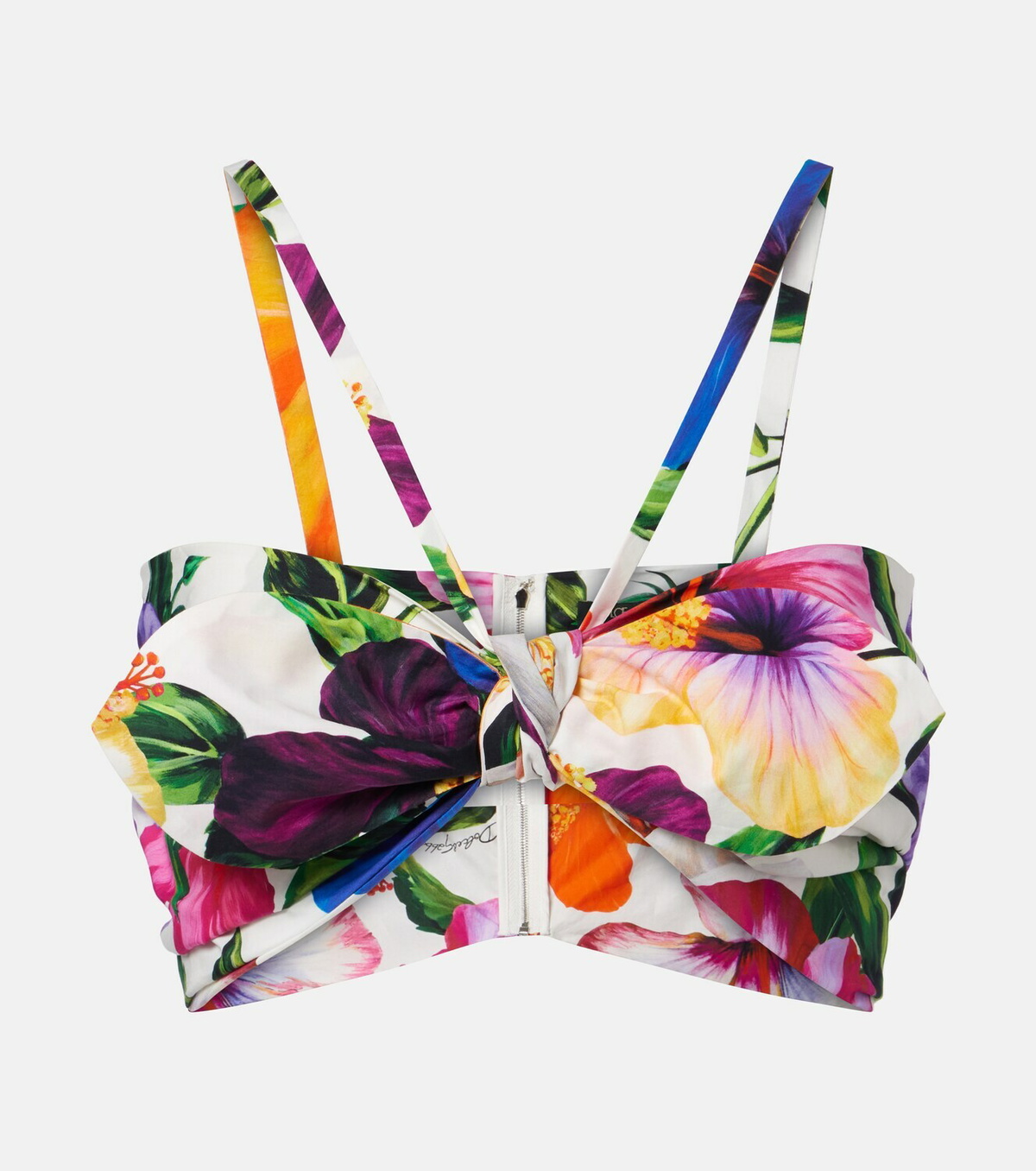 Dolce&Gabbana Bow-detail floral cotton bra top