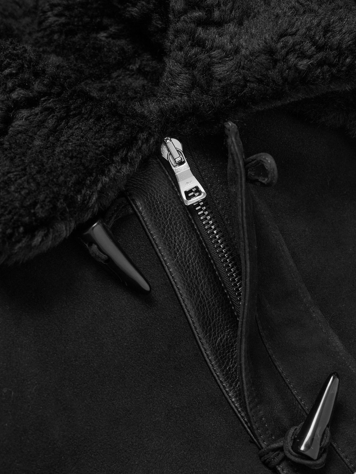 Mr P. - Oversized Shearling Duffle Coat - Black