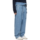 Loewe Blue Belted Pleated Jeans