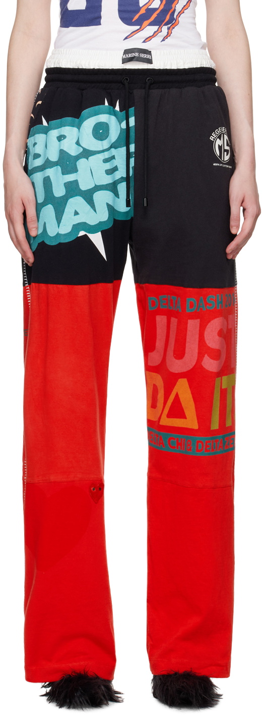 Marine Serre Red & Black Regenerated Graphic Lounge Pants