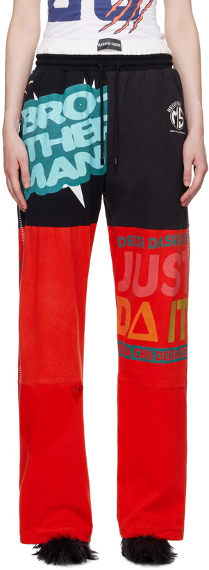 Photo: Marine Serre Red & Black Regenerated Graphic Lounge Pants