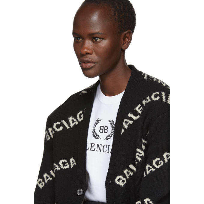 Balenciaga Black Jacquard Logo Cardigan Balenciaga