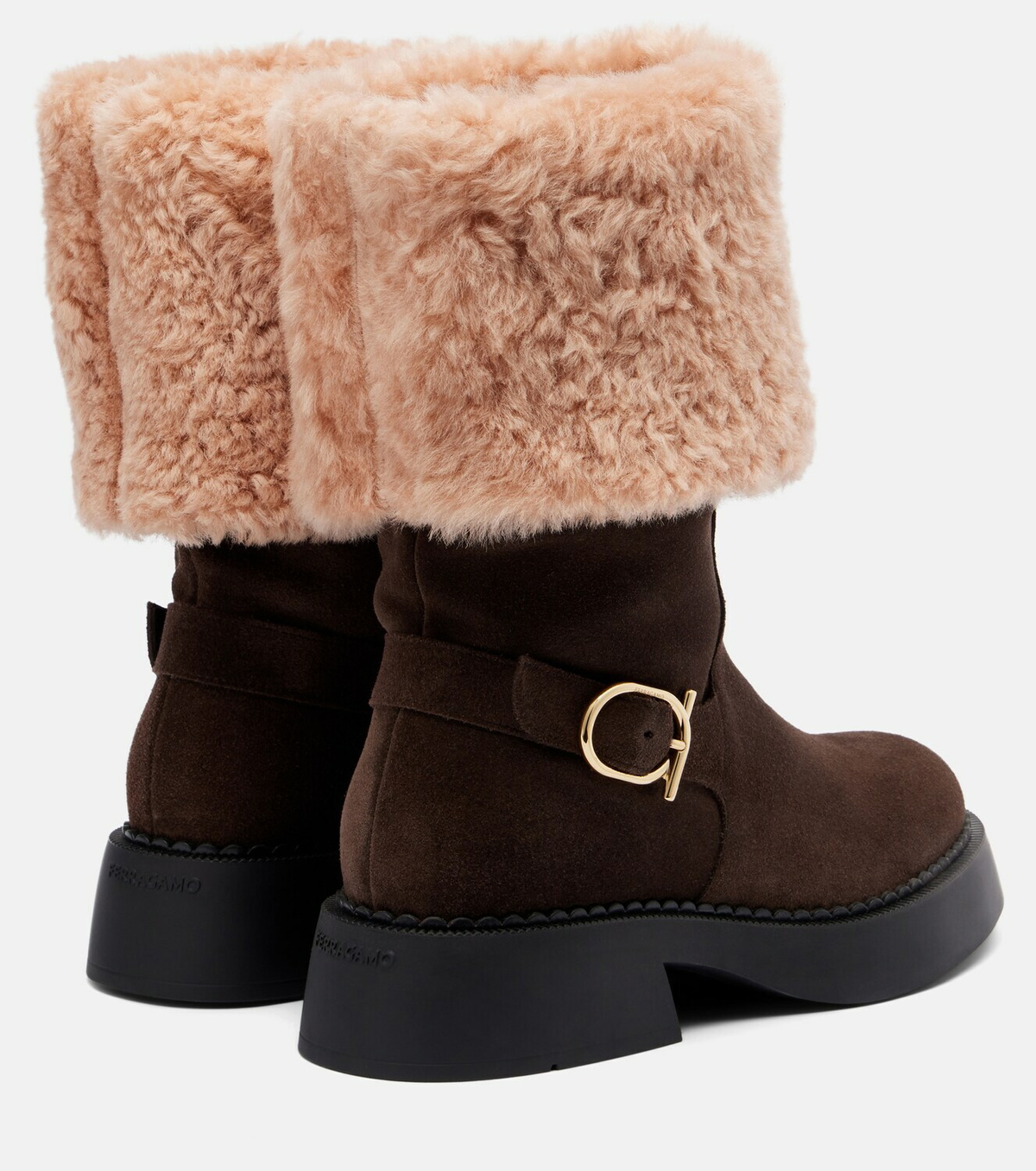 Ferragamo Zaki shearling-lined suede knee-high boots