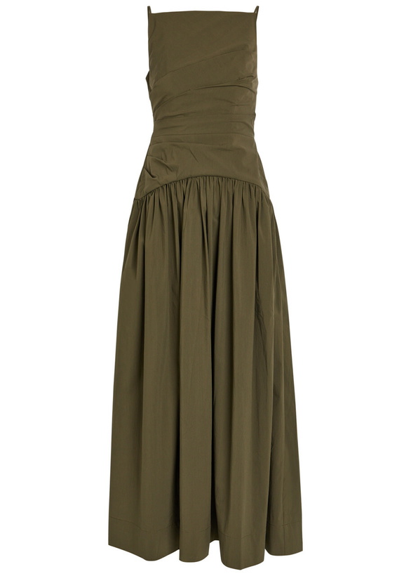 Photo: Shona Joy Campbell Ruched Cotton-blend Maxi Dress Green
