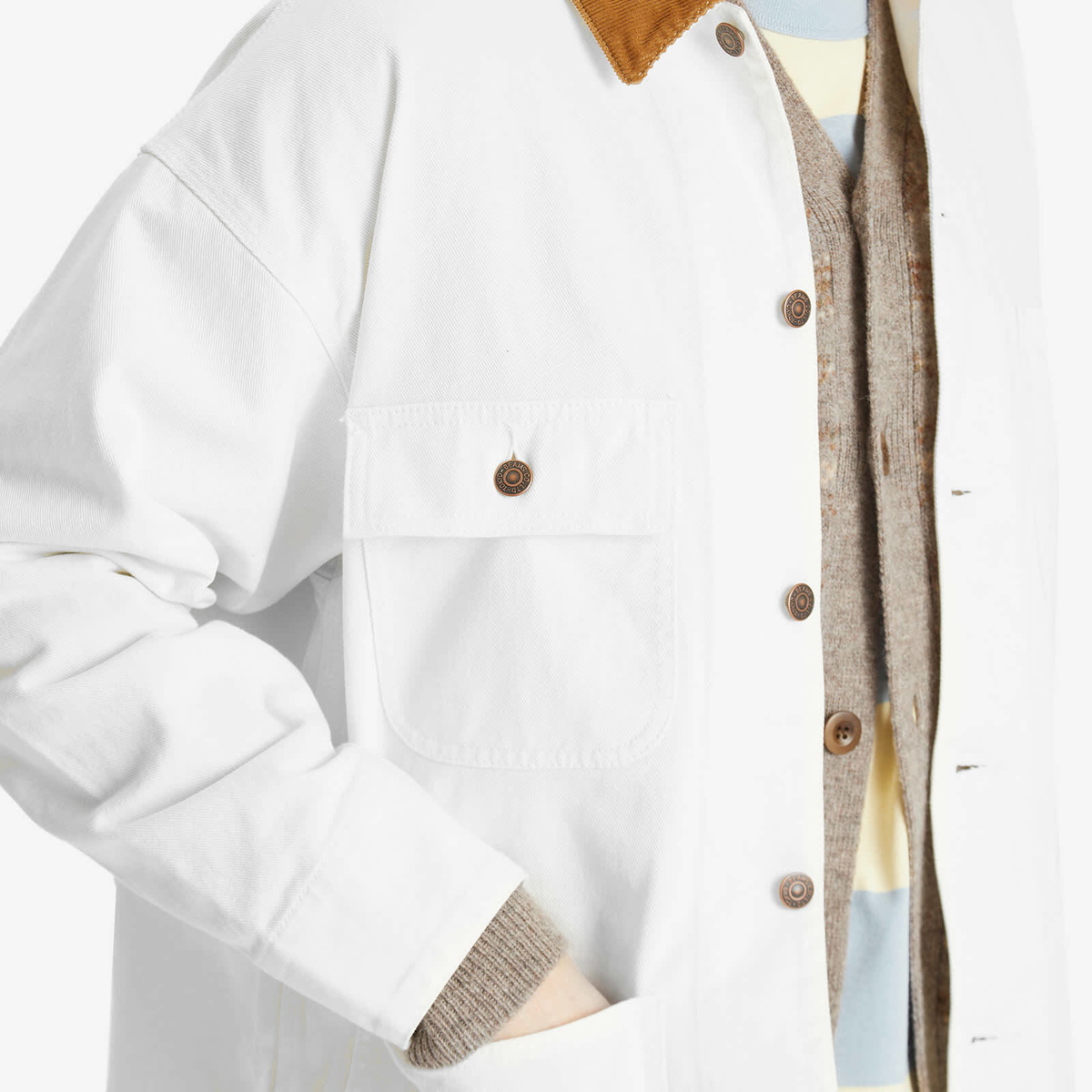 BEAMS ビームス  カバーオール　白 BEAMS Men's Denim Loose Coverall Jacket in White Beams Boy