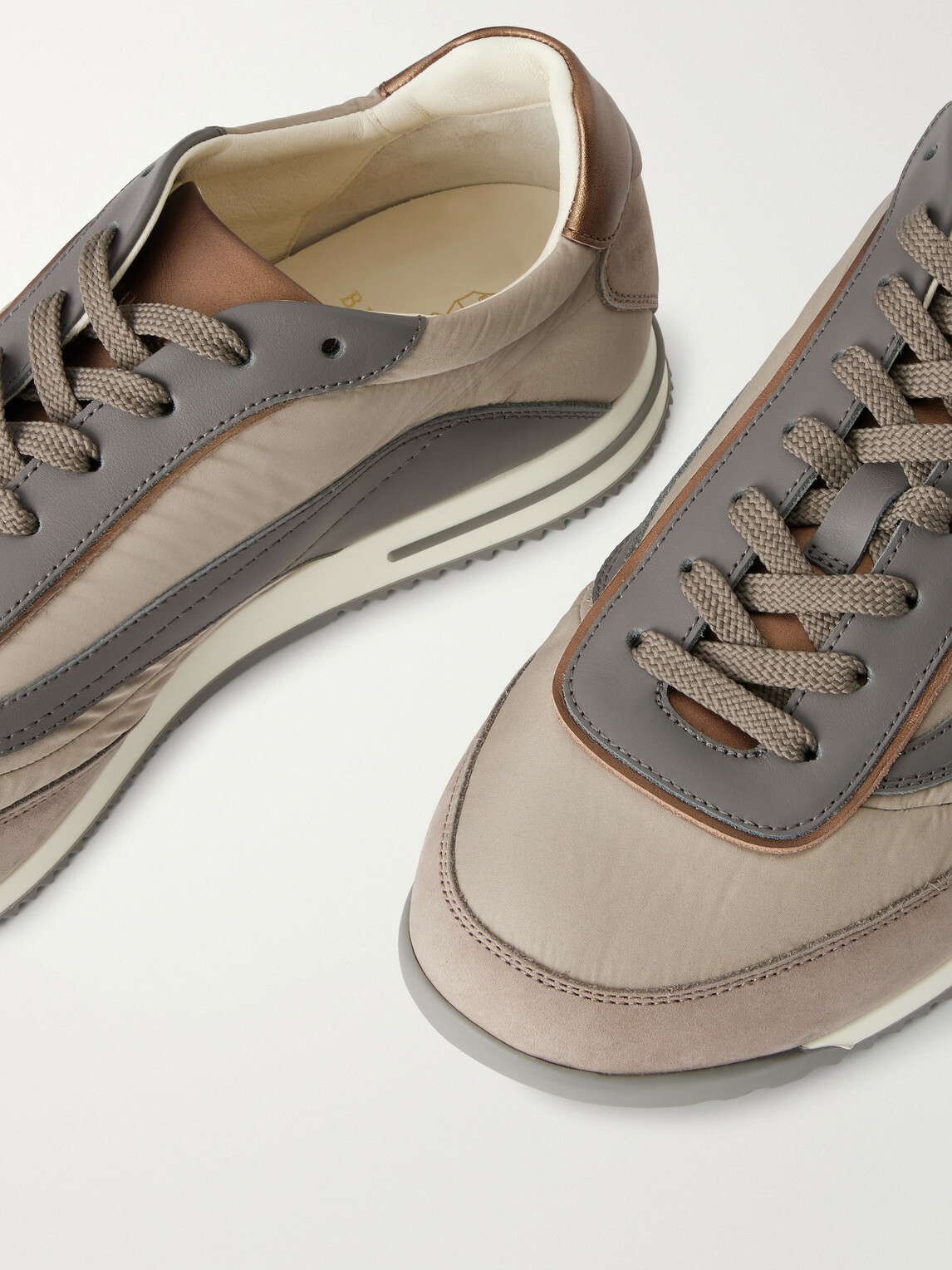 Brunello Cucinelli - Suede and Leather-Trimmed Shell Sneakers - Gray