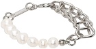 IN GOLD WE TRUST PARIS Silver Pearl Vintage Bold Bracelet