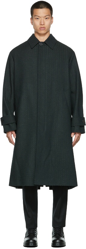 Photo: Valentino Grey & Navy Tweed Logo Coat