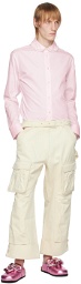 Simone Rocha Pink Beaded Collar Shirt