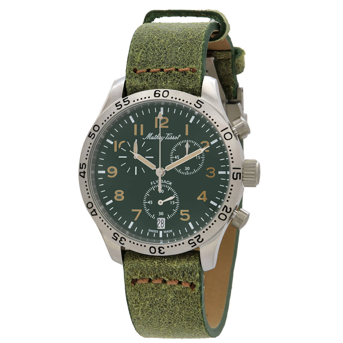 時計 matthew_021 Mathey-Tissot Type 21 Chronograph Green Dial Mens Watch H1821CHALV