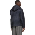 Thom Browne Navy Down 4-Bar Quilted Hooded Jacket