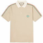 Gucci Men's Pocket Logo Taped Polo Shirt in Papiro