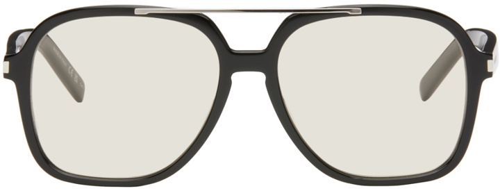 Photo: Saint Laurent Silver & Black SL 653 LEON Leather Spoiler Sunglasses