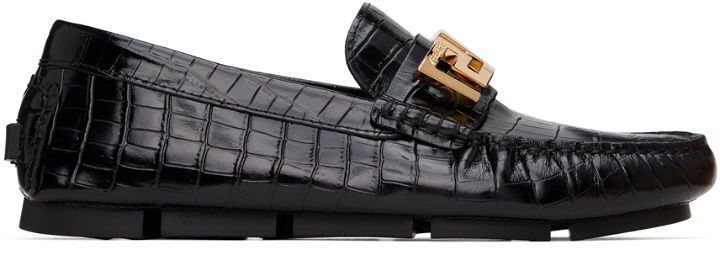 Photo: Versace Black Croc Greca Loafers