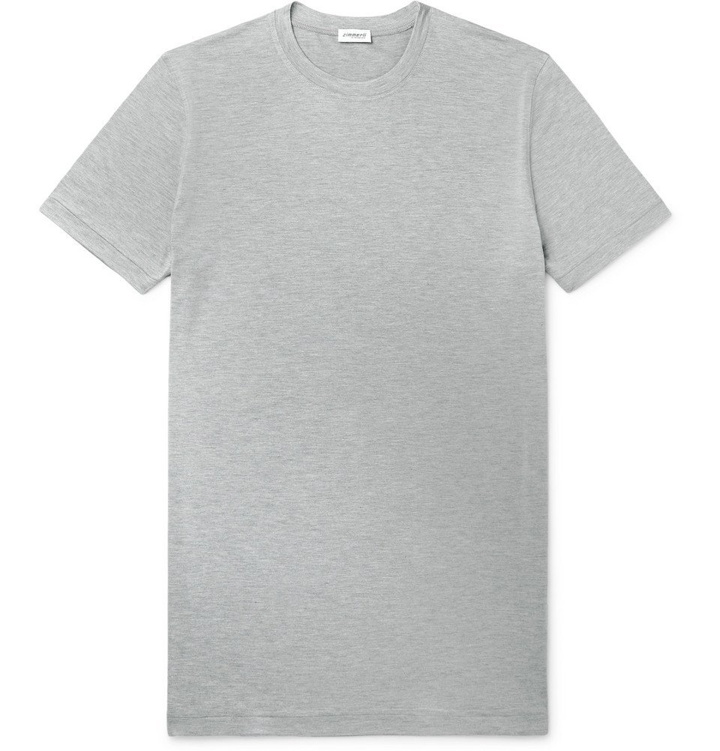 Photo: Zimmerli - Slim-Fit Mélange Modal-Blend Jersey T-Shirt - Gray