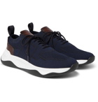 Berluti - Shadow Leather-Trimmed Mesh Sneakers - Navy