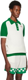 Casablanca White & Green Colorblocked Polo