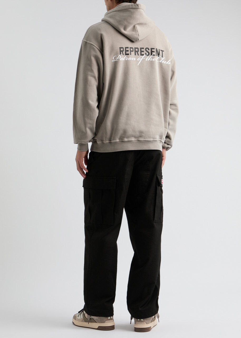 Represent Patron Of The Club Hooded Cotton Sweatshirt Grey Represent