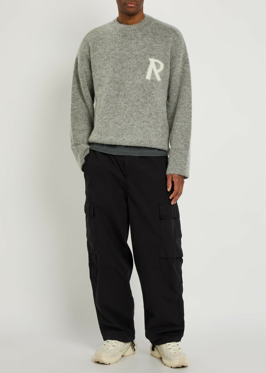Represent Logo Brushed Alpaca-blend Jumper Grey