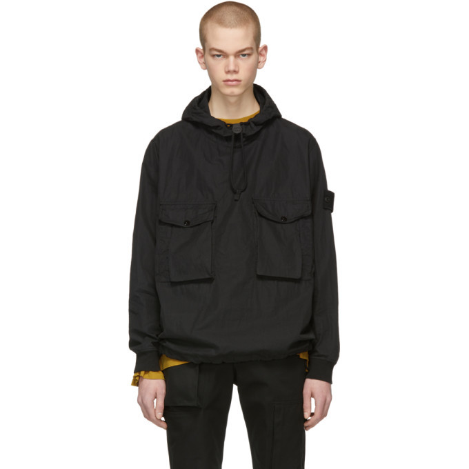 Stone island black pullover hot sale