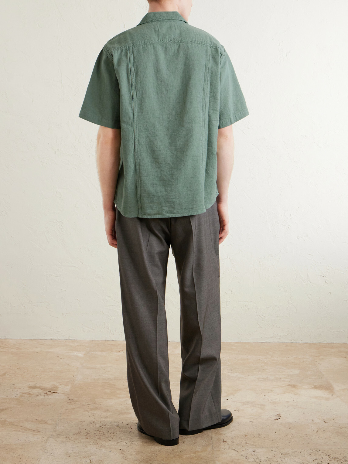 Corridor - Convertible-Collar Cotton-Hopsack Shirt - Green