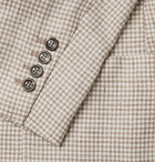 Brunello Cucinelli - Slim-Fit Unstructured Houndstooth Linen, Wool and Silk-Blend Blazer - Neutrals