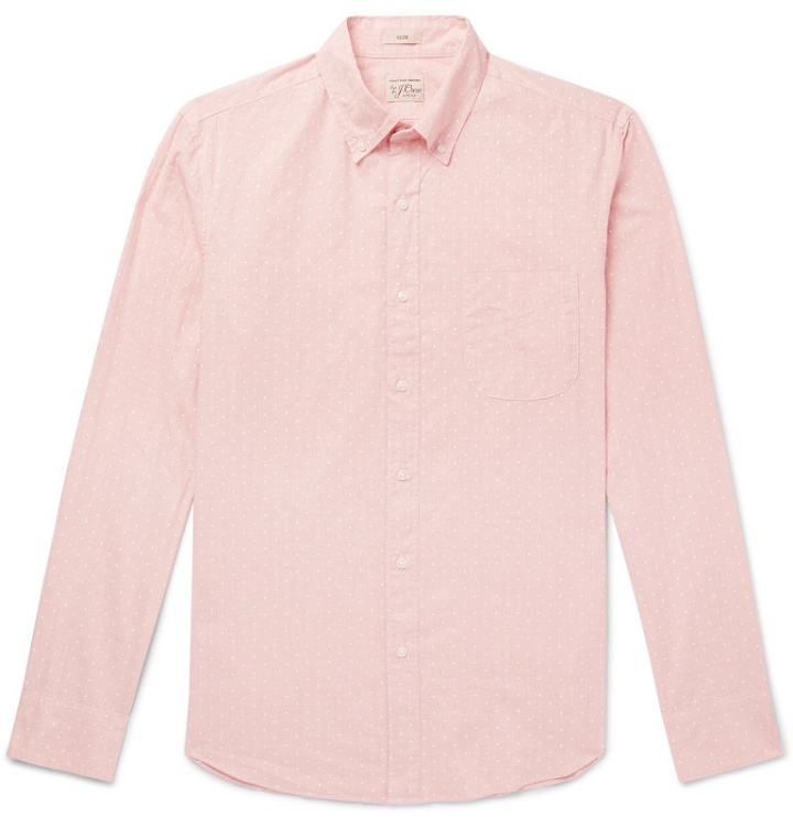 Photo: J.Crew - Button-Down Collar Polka-Dot Cotton-Blend Shirt - Pink