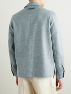Zegna - Leather-Trimmed Woven Overshirt - Blue