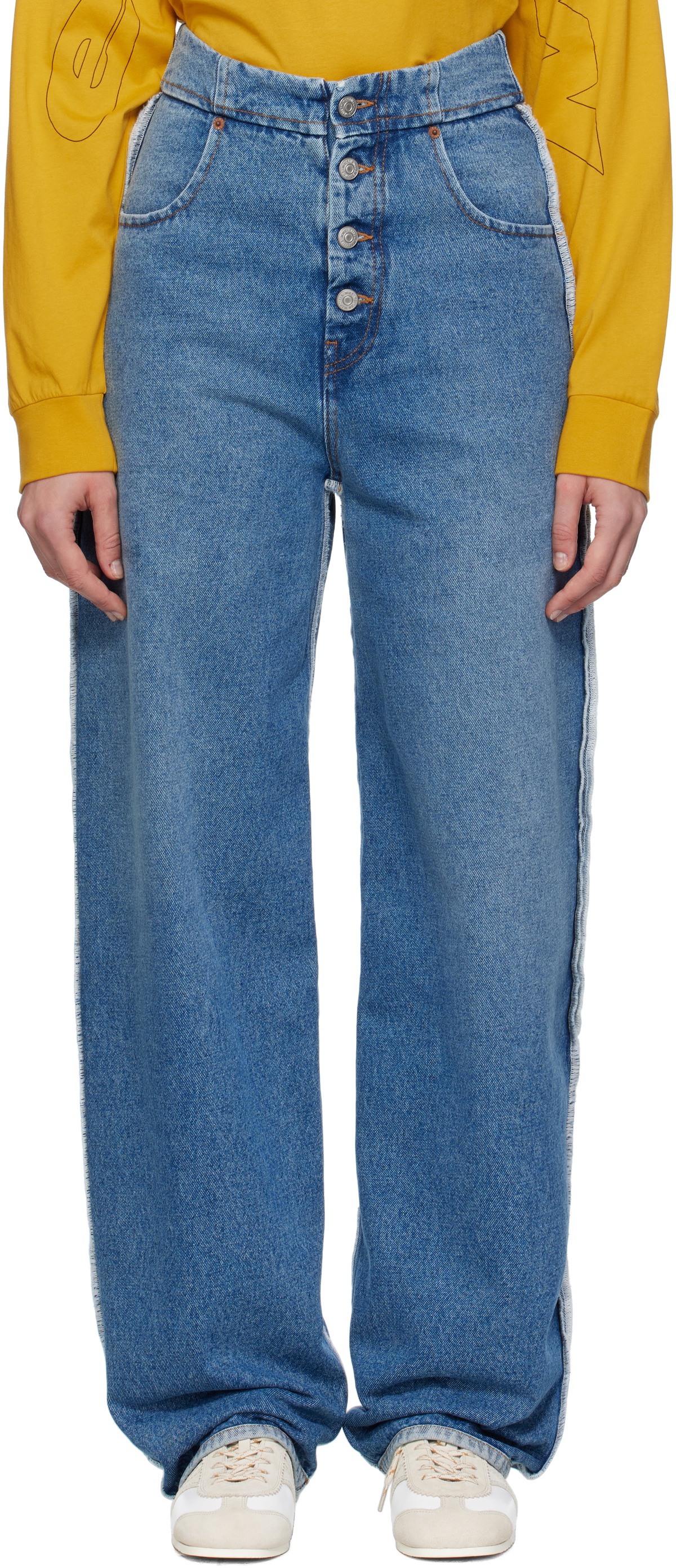 MM6 Blue Pintuck Flared Jeans メゾンマルジェラ MM6 Maison Margiela Blue Pintuck Flared Jeans MM6 Maison