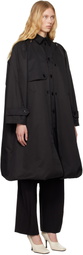 Rokh Black Balloon Shape Buttoned Trench Coat