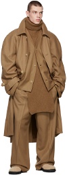 Hed Mayner Tan Wool Raglan Coat