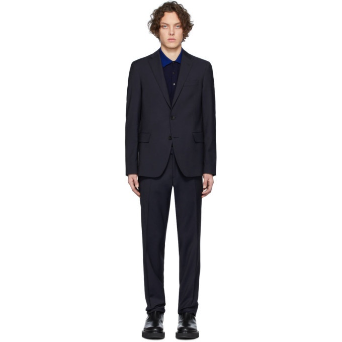 Photo: Etro Navy Wool Houndstooth Suit