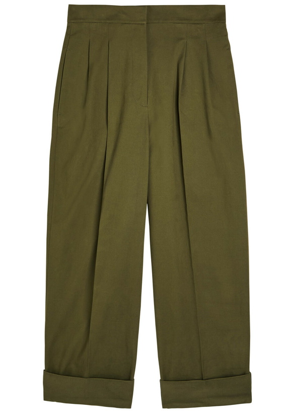 Photo: Weekend Max Mara Turn-up Twill Trousers Olive