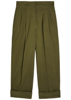 Weekend Max Mara Turn-up Twill Trousers Olive