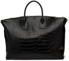 Saint Laurent Black Croc Giant Bowling Tote