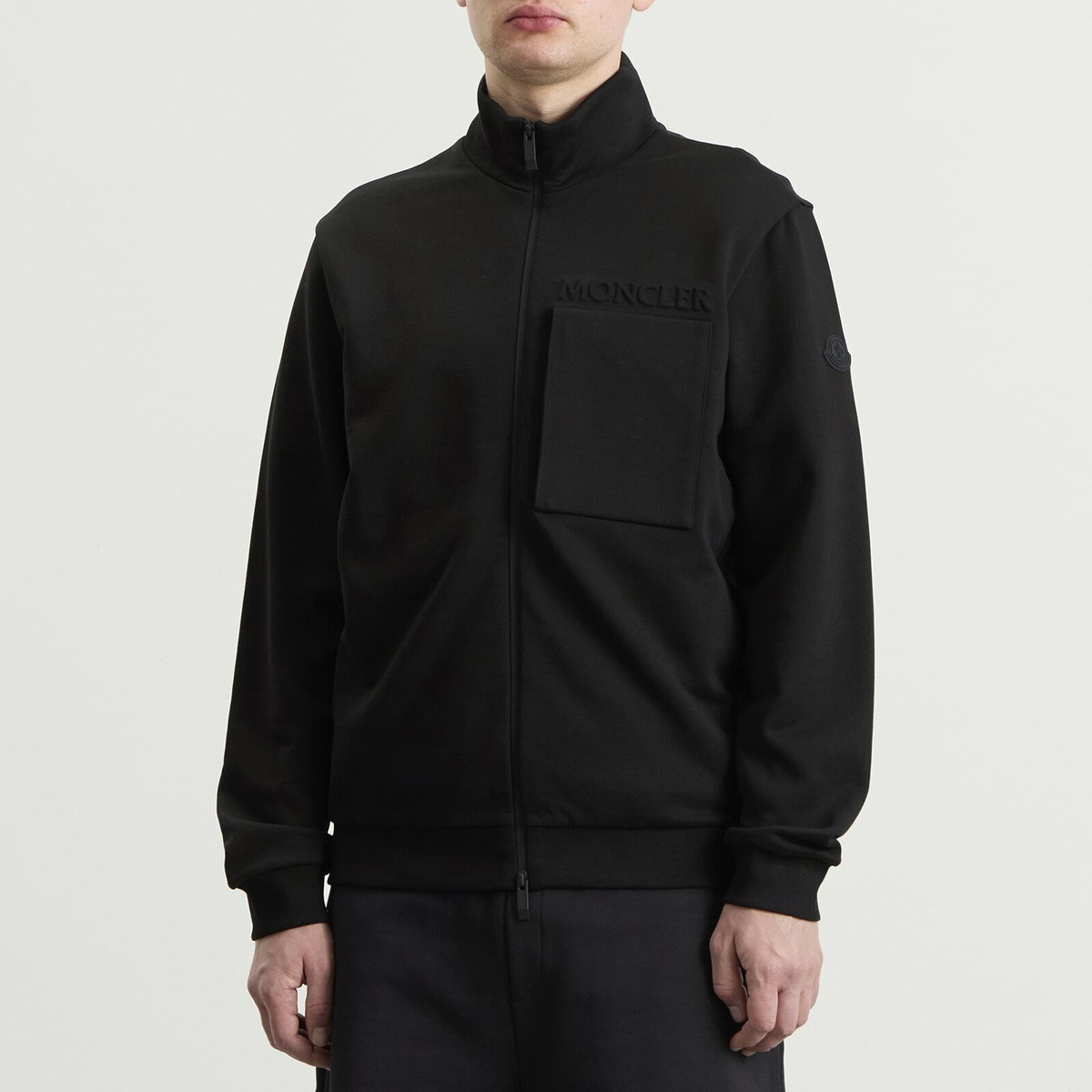 Moncler Men's Fleece Zip Up Jacket in Black