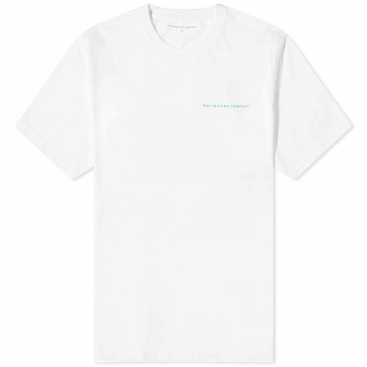 Photo: POP Trading Company Men's Logo T-Shirt in White/Peacock Green