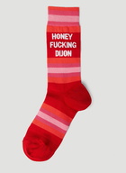 Striped Logo Socks in Red