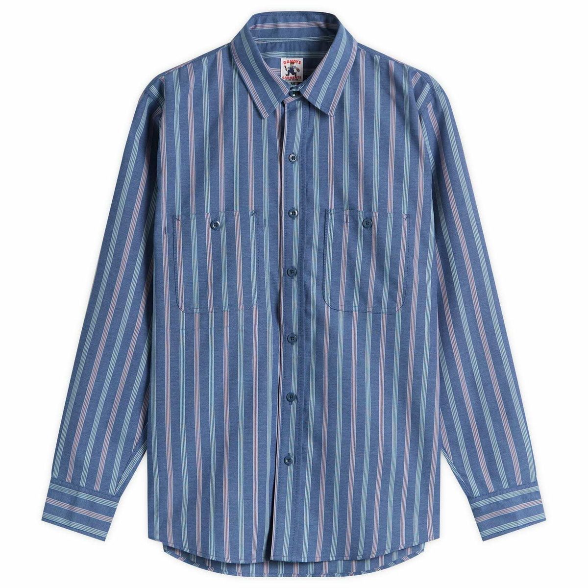 Randy's Garments Men's Randy’s Garments  3 Pocket Work Shirt in Blue Stripe Jacquard