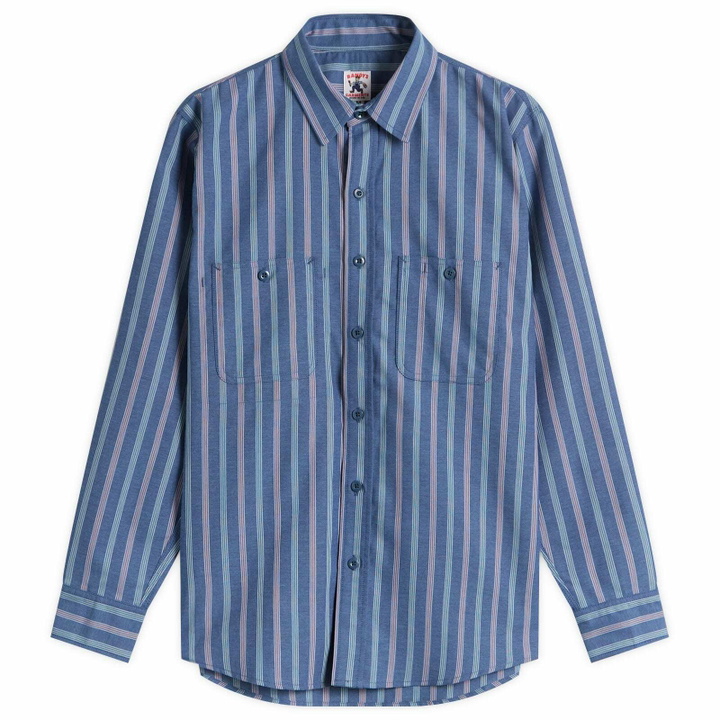 Photo: Randy's Garments Men's Randy’s Garments  3 Pocket Work Shirt in Blue Stripe Jacquard