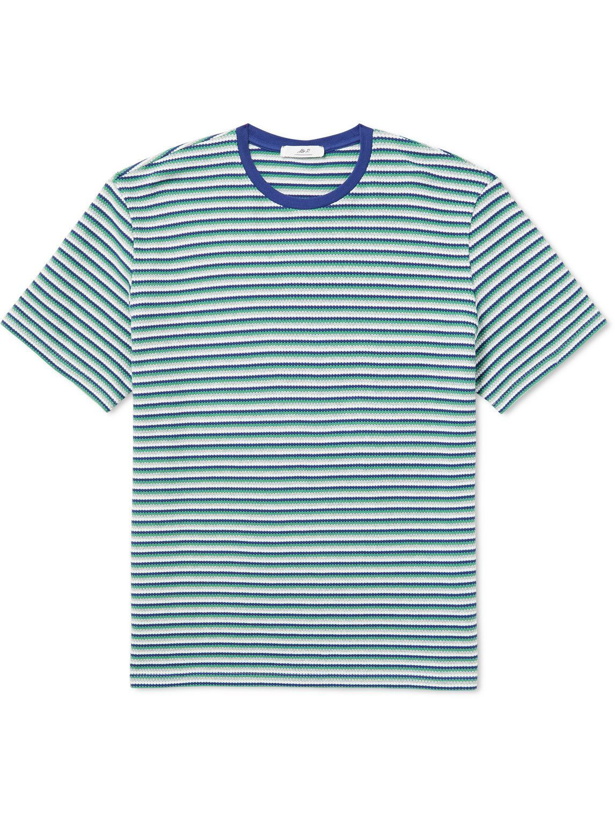 Photo: Mr P. - Striped Cotton-Piqué T-Shirt - Blue