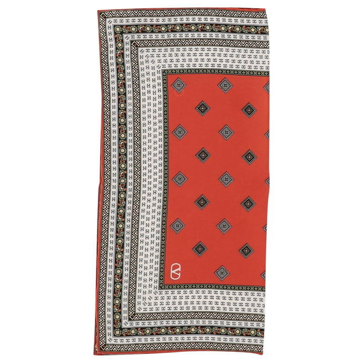 Photo: Valentino Garavani Silk Scarf With Geometric Pattern And Logo