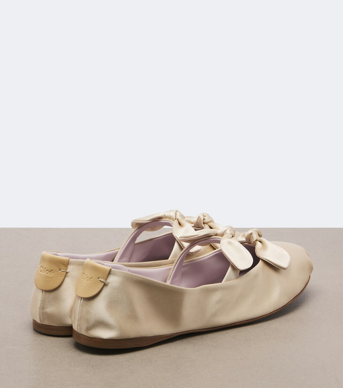 Chloé Penny bow-detail satin ballet flats