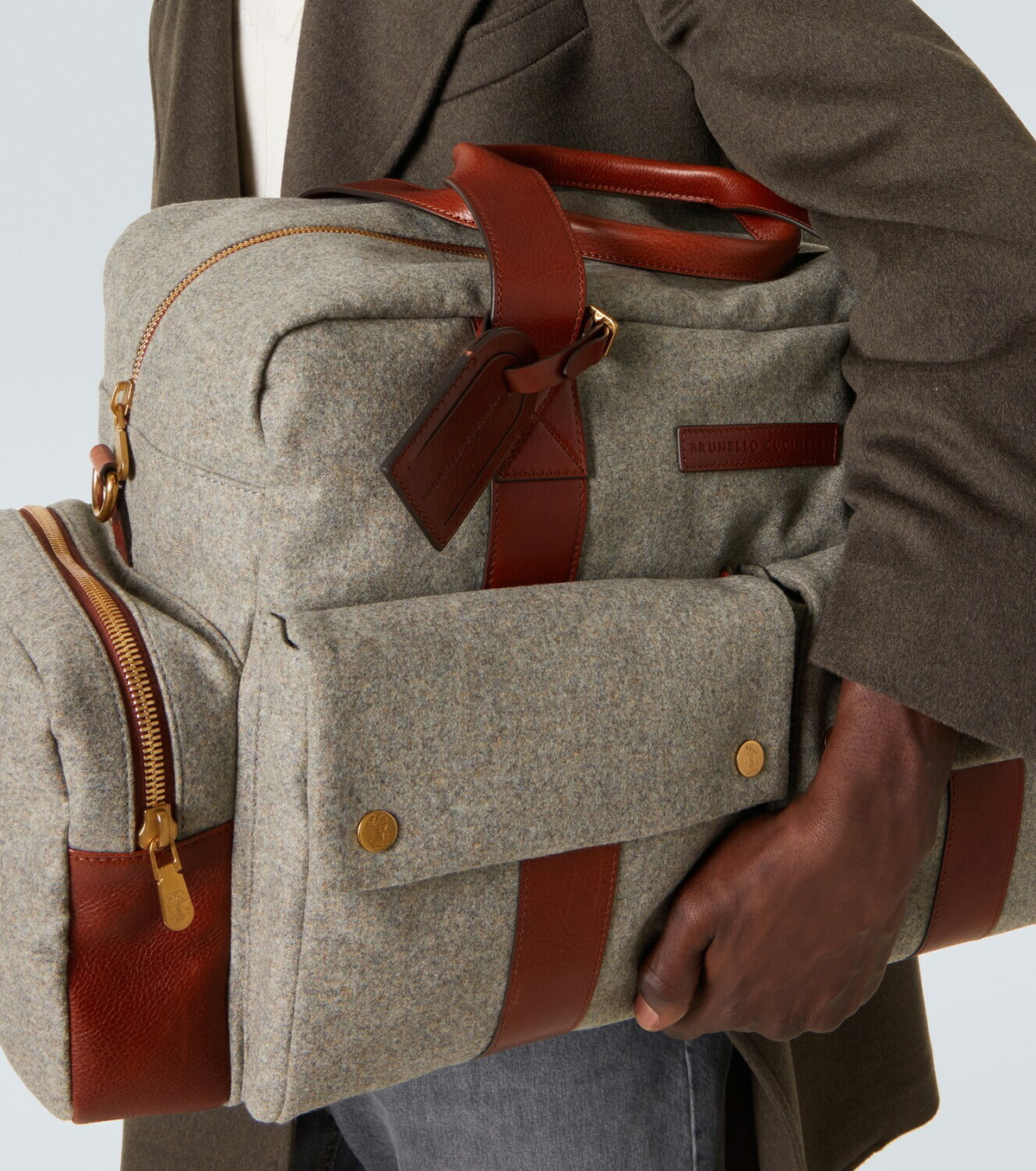 Brunello Cucinelli Leather-trimmed duffel bag