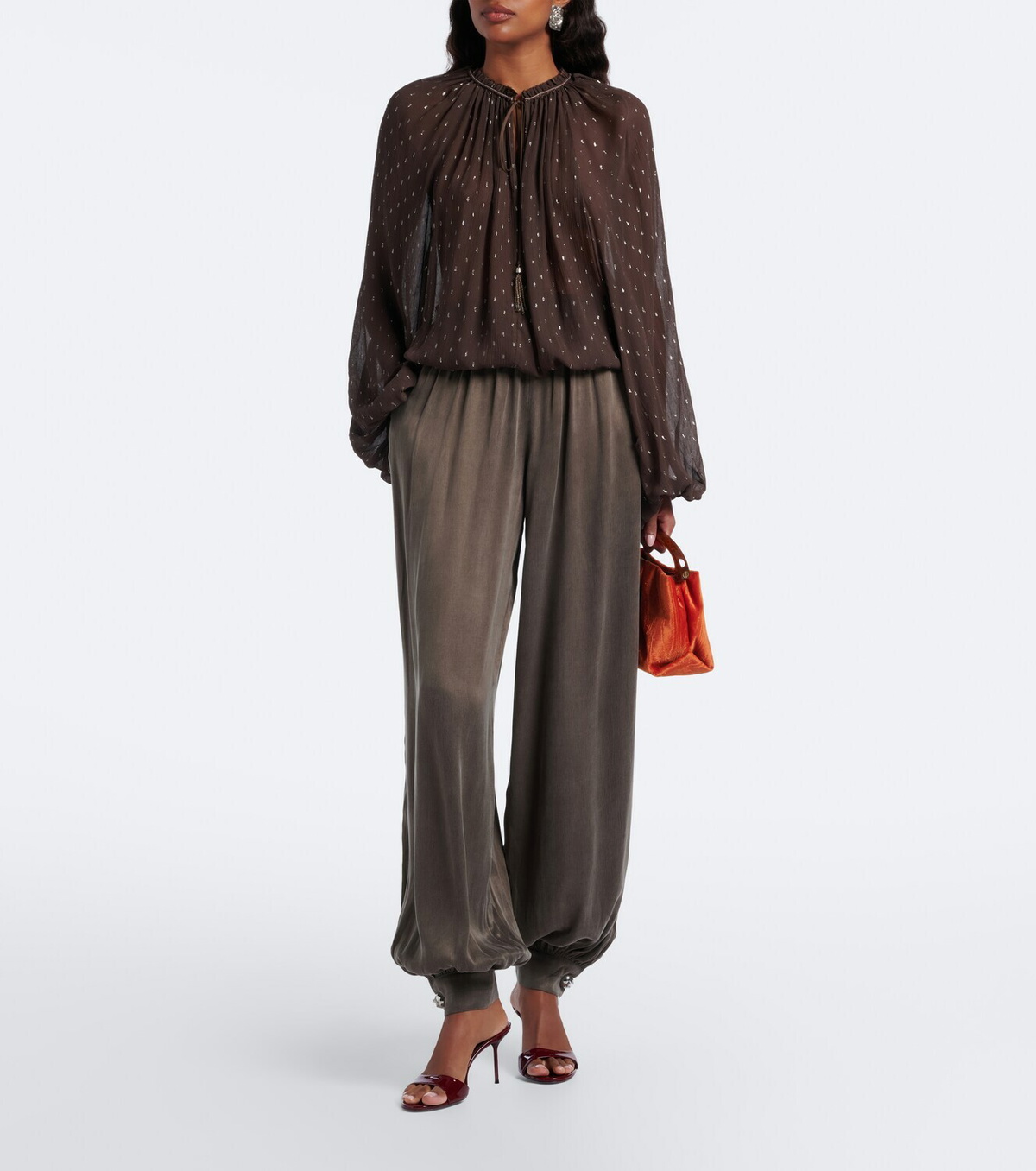 Jacques Wei Leather-trimmed balloon pants
