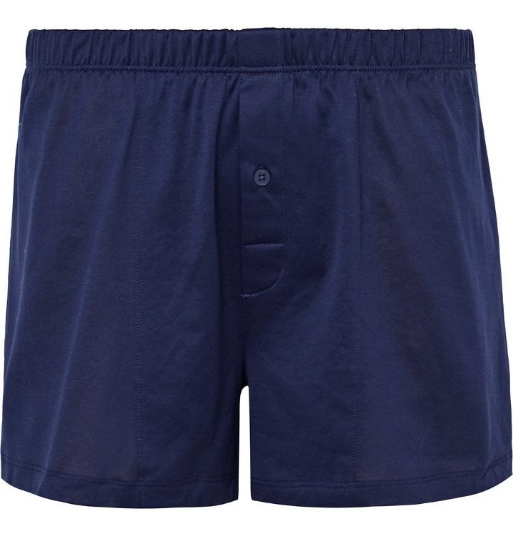 Photo: Hanro - Sporty Mercerised Cotton Boxer Shorts - Men - Navy