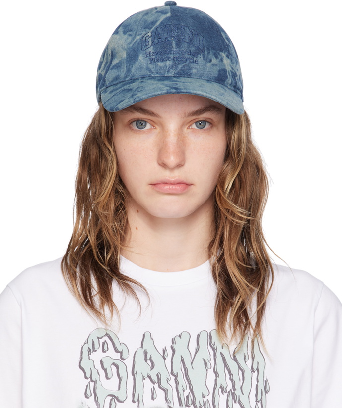 Photo: GANNI Blue Embroidered Logo Denim Cap