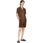 Wacko Maria Brown and Black Velour Leopard Shorts