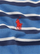 Polo Ralph Lauren - Logo-Embroidered Striped Cotton-Jersey T-Shirt - Blue