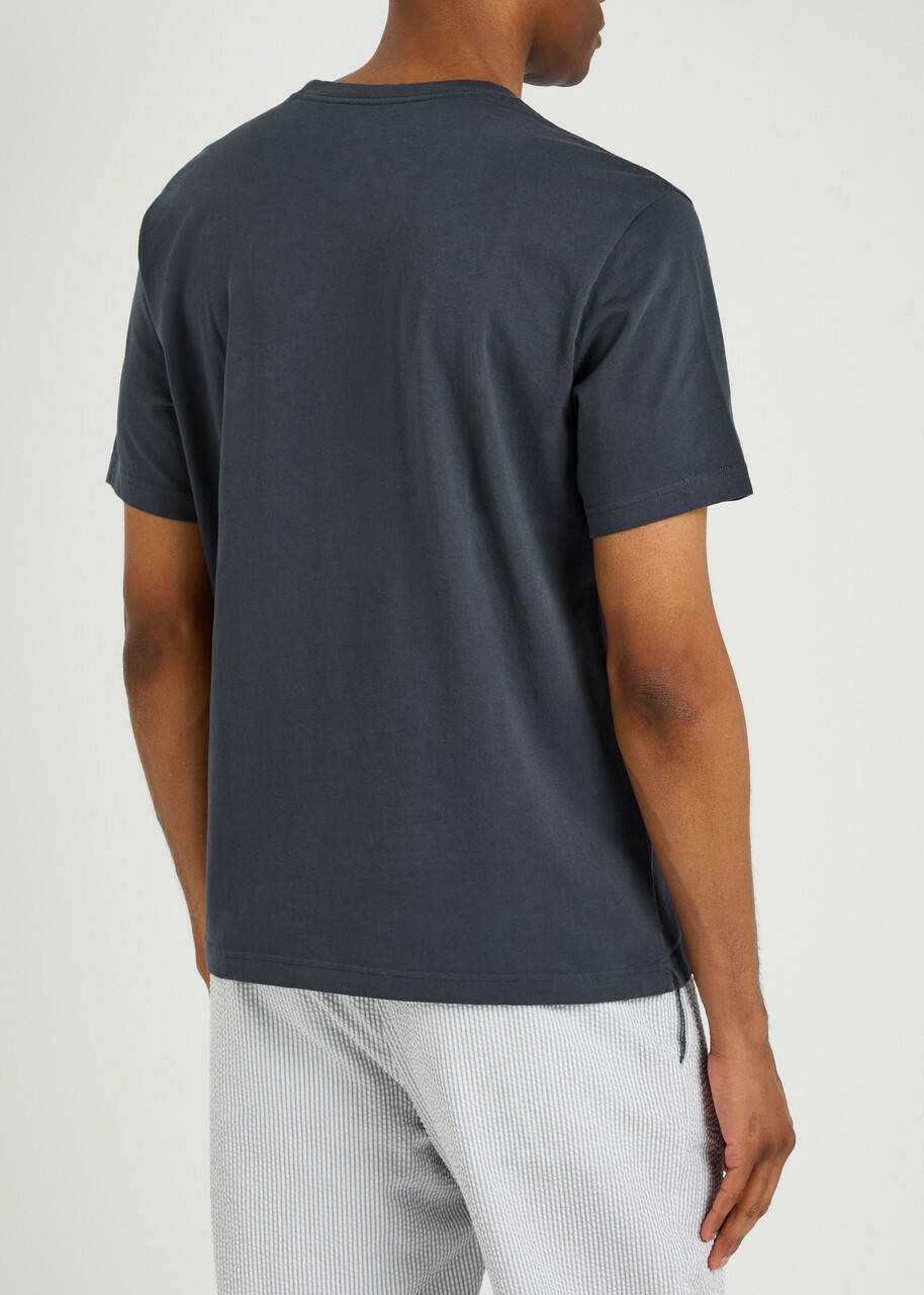 Frescobol carioca Dinis Embroidered Cotton T-shirt Navy